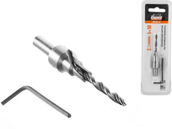 Сверло для мебельных стяжек (конфирматов) 5х50 мм GEPARD (GP0450-55)