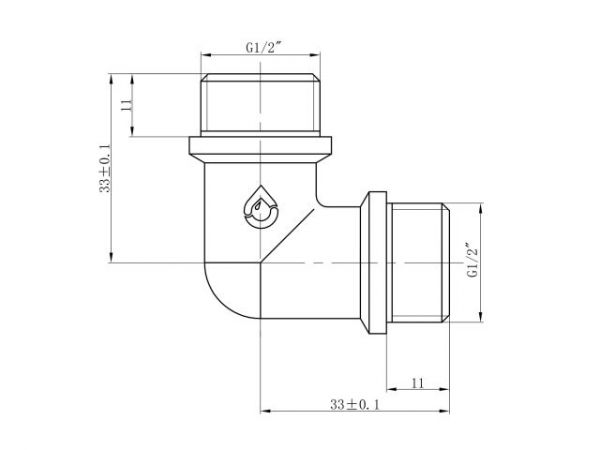 Колено 1/2' нар.-нар. с ограничителем, AV Engineering (инд. упак.)(Латунь, макс.  16 бар, макс.  110 °С)