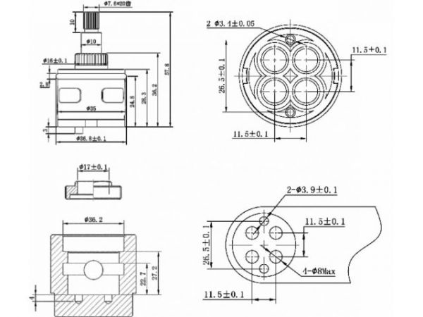 Картридж-дивертор D35 для смесителя, тип F, AV Engineering(4 выхода)
