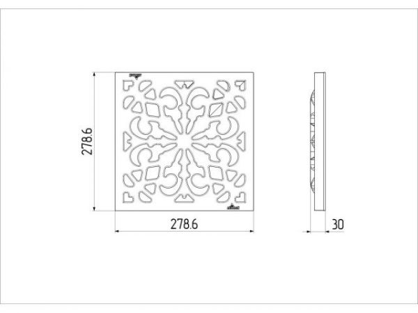 Решетка пластиковая декоративная к дождеприемнику (черный), Ecoteck, РБ