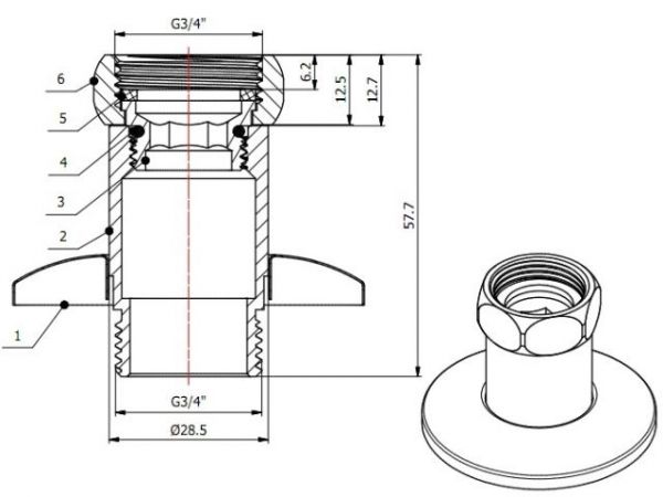 Американка прямая 3/4' вн. х 3/4' нар. ХРОМ, AV Engineering (2 шт. в уп.)(для полотенцесушителя, макс. 100 С, макс. 16 бар)