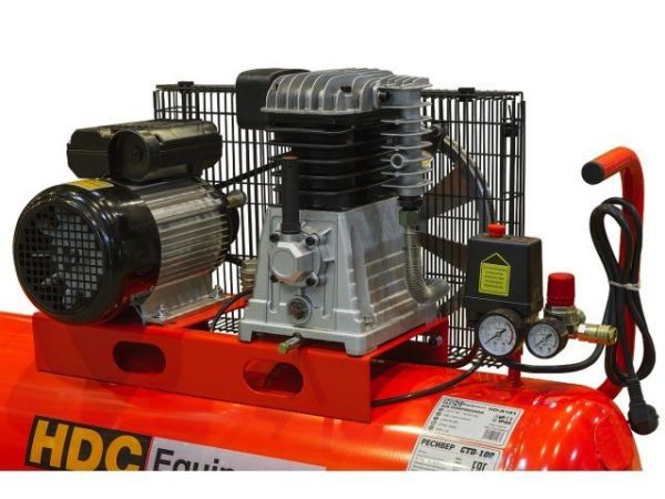 Компрессор HDC HD-A101 ременной(396 л/мин, 10 атм, ременной, масляный, ресив. 100 л, 220 В, 2.20 кВт)
