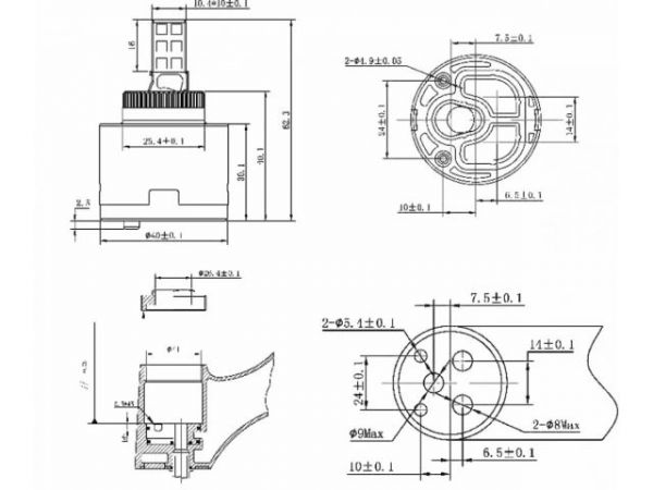 Картридж D40 для смесителя, тип B-S, AV Engineering(Переключение ступенчатое)