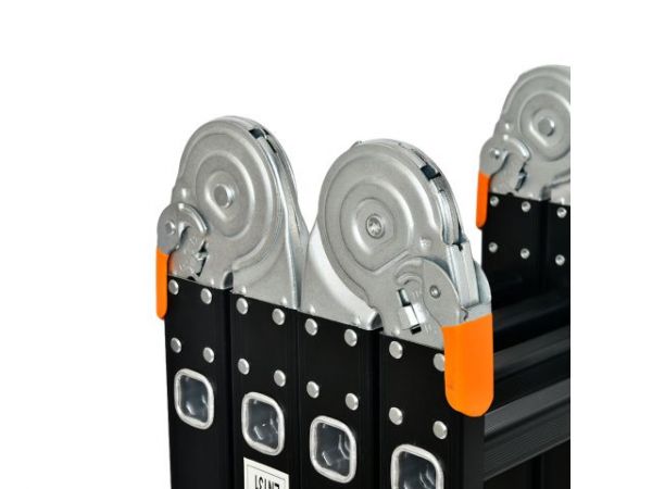 Лестница алюм. многофункц.4х3 ступ.(стрем.-175см,лестн.-355см) 12,3кг BLACK LINE STARTUL (ST9930-03)(усиленное шарнирное соединение, прорезиненные колеса и доп.стабилизаторы)