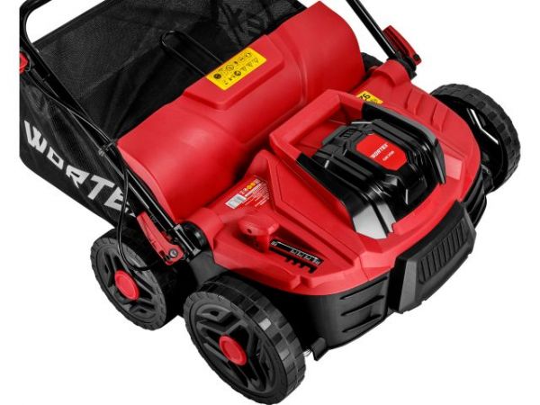 Аэратор-скарификатор WORTEX CAE 3736 ALL1 XLT SET БЕСЩЁТ.ДВИГ., 18В+18В, шир. 37 см(2 4Ач акб, зу, вал для аэрации, вал для скарификации, 5 рег.высоты, 45 л травосборник)