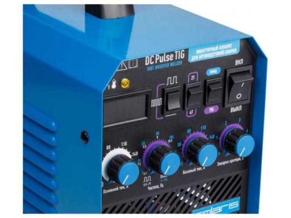 Инверторный аппарат аргонодуговой сварки SOLARIS TIG-200P(DC TIG; HF; Pulse; MMA; 180 A; 150 В-240 В)