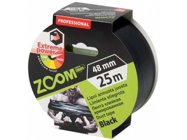 Лента армированная клейкая 48ммх25м ZOOM(черная 250 мкм)
