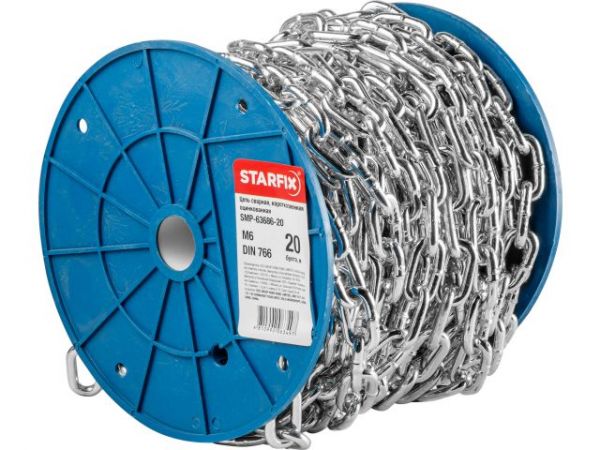 Цепь сварная короткозвенная, оцинк. М6 DIN 766 (бухта 20 м) STARFIX