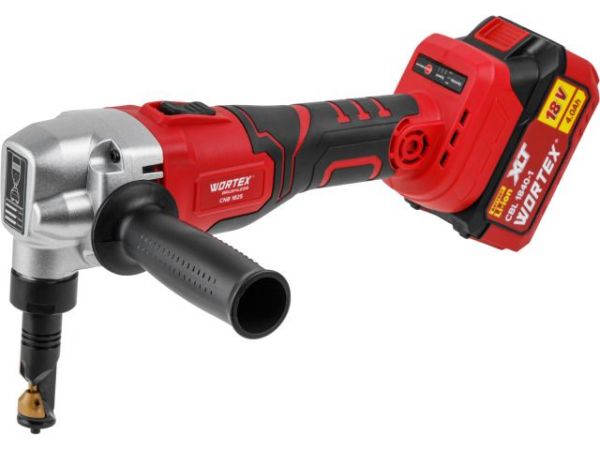 Ножницы высечные WORTEX CNB 1825 XLT SET БЕСЩЕТ., 18 В, 900-2000 ход/мин, до 2,5 мм, 1х4 А*ч(сталь до 1.8 мм, 1.7 кг)