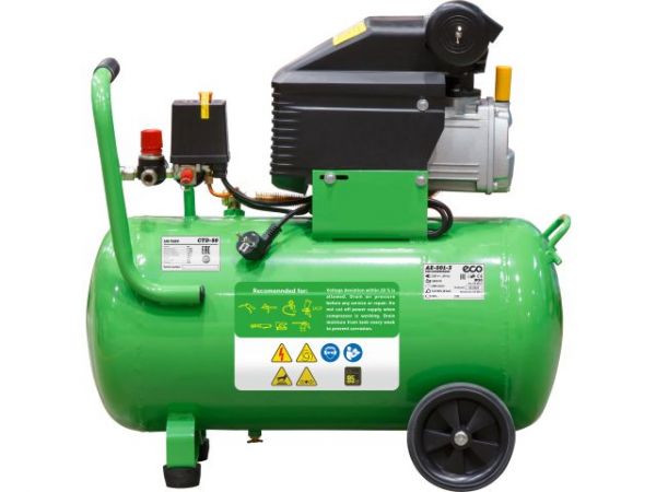 Компрессор ECO AE-501-3 коаксиальный(260 л/мин, 8 атм, коаксиальный, масляный, ресив. 50 л, 220 В, 1.80 кВт)