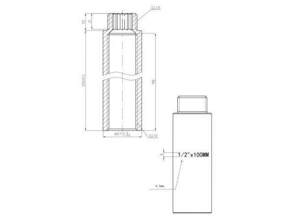 Удлинитель 1/2' вн.-нар. х 100 мм, AV Engineering (инд. упак.)(Латунь, макс.  16 бар, макс.  110 °С)