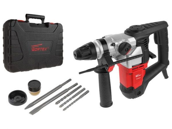 Перфоратор WORTEX RH 3231-1 в чем. + (2 зубила, 3 сверла) 1000 Вт, 4.8 Дж, 32 мм, 2 режима, SDS-plus(вес 4.5 кг)