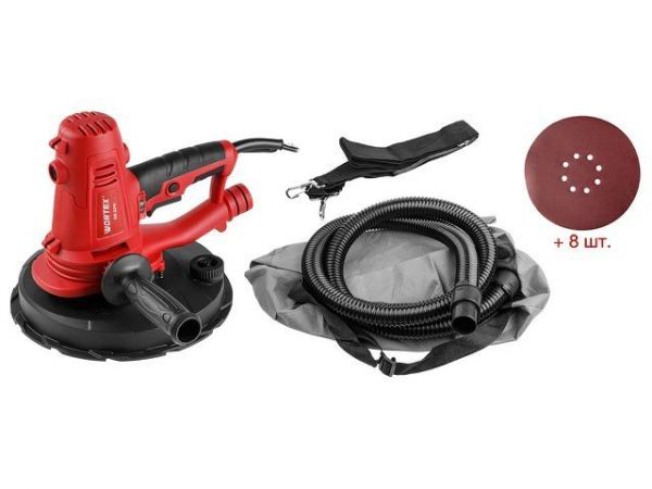 Шлифмашина для стен и потолков WORTEX DG 2210 в кор. 1220 Вт, 225 мм, 1500-2300 об/мин(Регул. об., НЕ требуется пылесос)