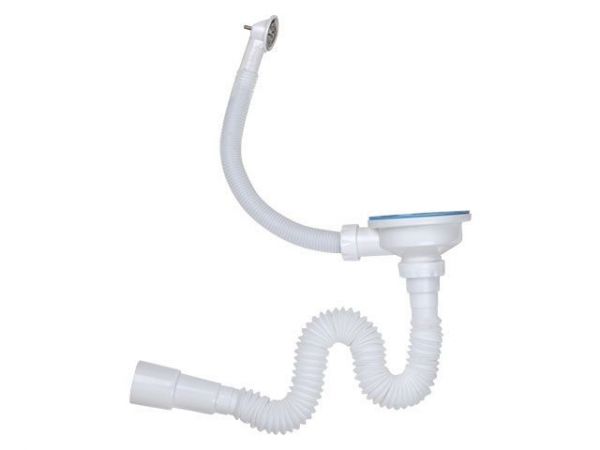 Сифон 3 1/2' гофрированный, с круглым переливом, латунный винт 45мм, выход 40/50, AV Engineering