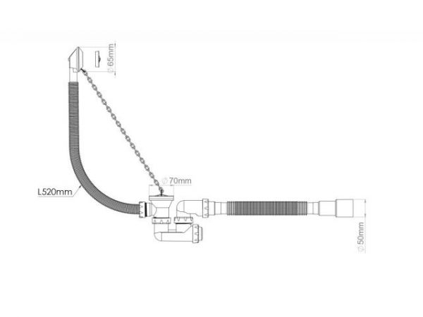 Сифон для ванны с выпуском и переливом, с гибкой трубой 40х50, AV Engineering