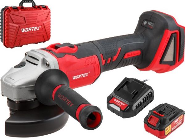 Углошлифмашина WORTEX CAG 1812 E в чем. ALL1 XLT SET БЕСЩЕТ., 18 В, 125 мм, 8000 об/мин(рег. об.)