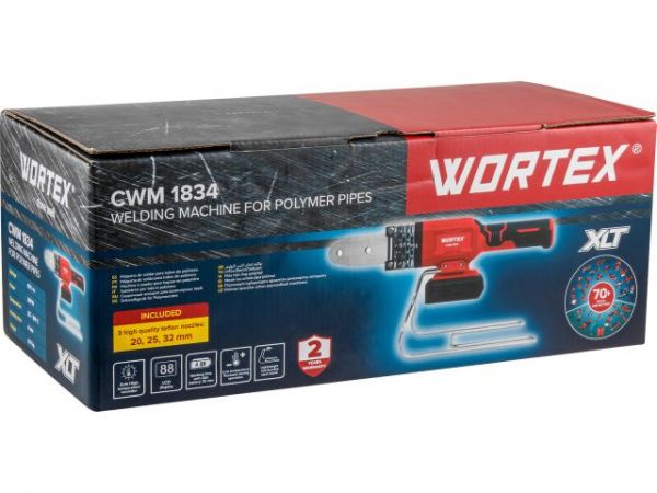 Сварочный аппарат для полимерных труб WORTEX  CWM 1834 ALL1 XLT SOLO + 3 насадки(300 Вт, 25-340 С, электронная регулировка.)