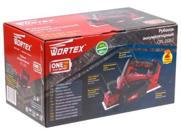 Рубанок WORTEX CPL 2082 в кор. ALL1 XLT SOLO 18 В, шир. до 82 мм, глуб. до 2 мм(15.000 об/мин; ширина: 82 мм; макс.глубина: 2,0 мм; 2,62 кг.)