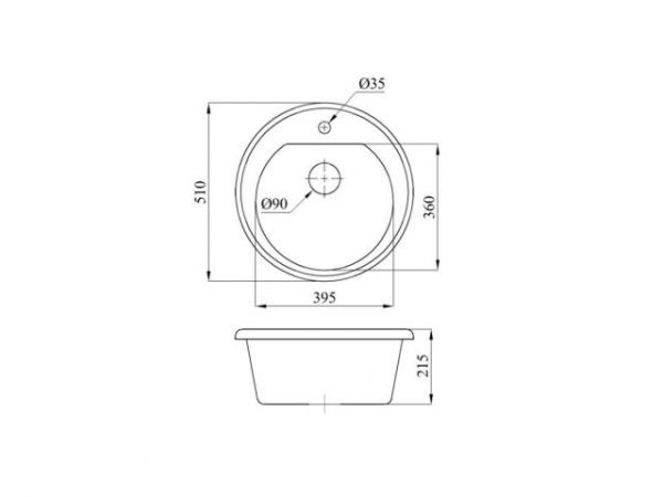 Мойка кухонная из искусственного камня RICHI черный 510х510 мм, AV Engineering