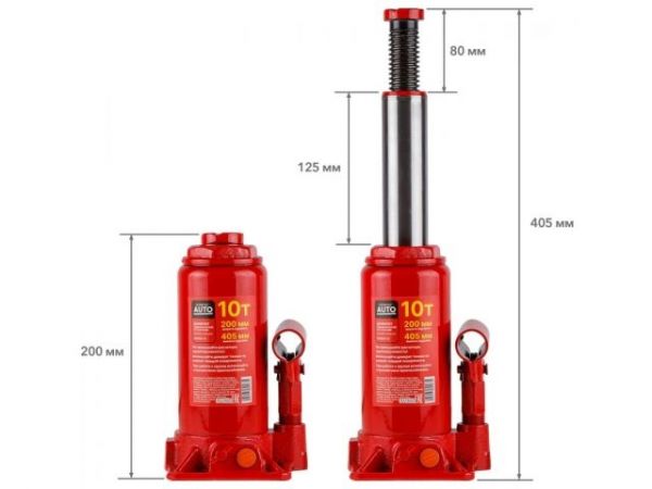 Домкрат гидравлический 10т бутылочный 200-405мм STARTUL AUTO (ST8018-10)(h min 200мм, h max 405мм)