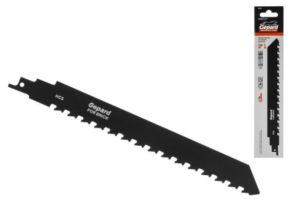Пилка сабельная по кирпичу S 240мм (1 шт.) GEPARD(240мм, полотно для сабельной пилы по газобетону, пропил прямой)