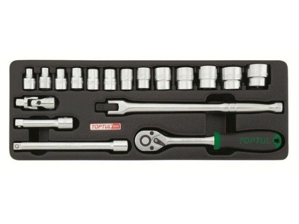 Набор-сет головок 3/8' 18предм. 6гр. 136х364мм TOPTUL