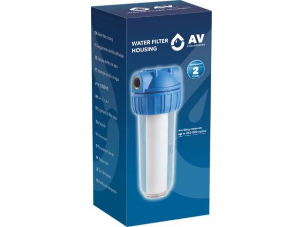 Колба фильтр 10' с прозр. корп. 1', AV Engineering(Латунь, макс.  16 бар, макс.  45 °С)