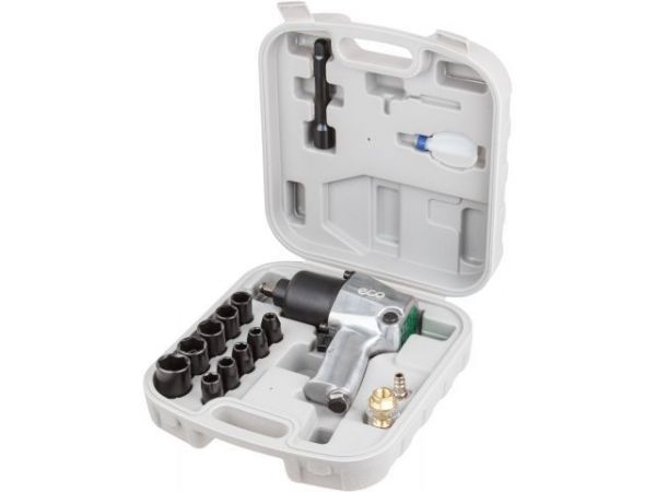 Пневмогайковерт 1/2' ECO AIW-610 с лубрикатором и головками(580 Нм; Ударный мех-м: twin hammer; 7000 об/мин; Макс.резьба: М18; 220 л/мин;)