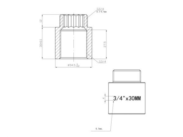Удлинитель 3/4' вн.-нар. х 30 мм усиленный ХРОМ, AV Engineering (инд. упак.)(Латунь, макс.  16 бар, макс.  110 °С)