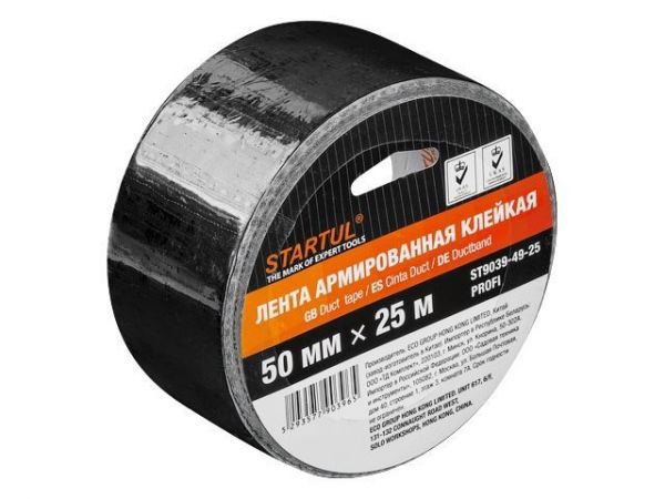 Лента армированная клейкая 50ммх25м черная STARTUL PROFI (ST9039-49-25)(Скотч армированный)