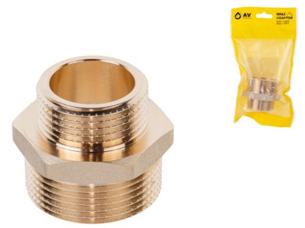 Ниппель ред. 1 1/4' нар. х 1' нар., AV Engineering (инд. упак.)(Латунь, макс.  16 бар, макс.  110 °С)