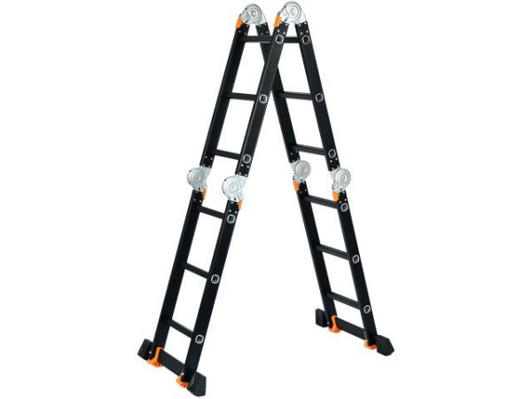 Лестница алюм. многофункц.4х3 ступ.(стрем.-175см,лестн.-355см) 12,3кг BLACK LINE STARTUL (ST9930-03)(усиленное шарнирное соединение, прорезиненные колеса и доп.стабилизаторы)