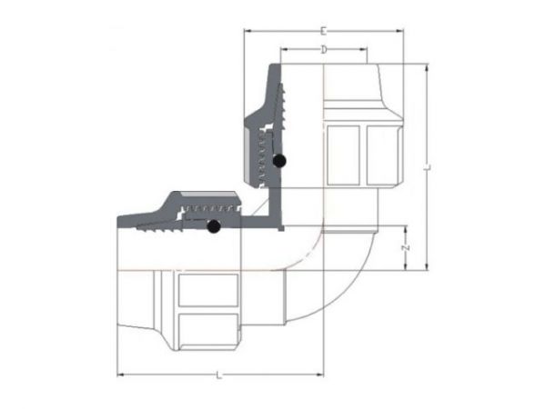 Колено ПЭ 32, AV Engineering(Полипропилен, макс.  16 бар, макс.  40 °С)