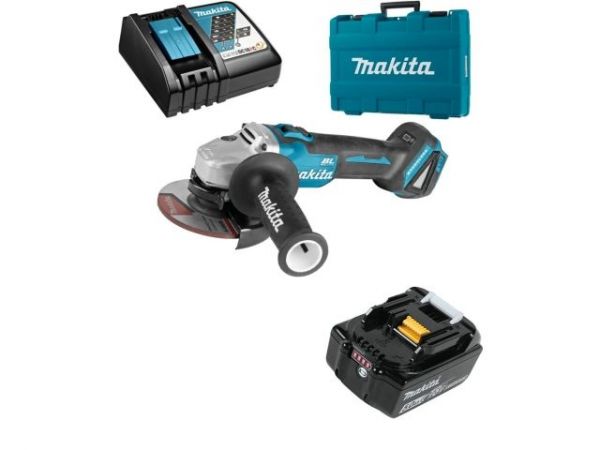 Углошлифмашина MAKITA LXT DGA 504 RT в чем. (18.0 В, 1 акк., 5.0 А/ч, Li-Ion, диск 125х22.0 мм, вибро, ЗУ)