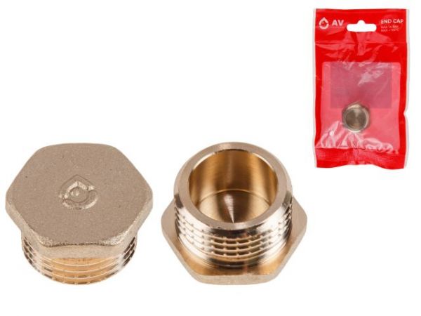Заглушка 1/2' нар., AV Engineering (инд. упак.)(Латунь, макс.  16 бар, макс.  100 °С)