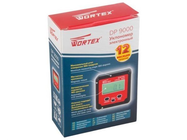 Уклономер электронный WORTEX DP 9000 4х90, крепление на магнитах