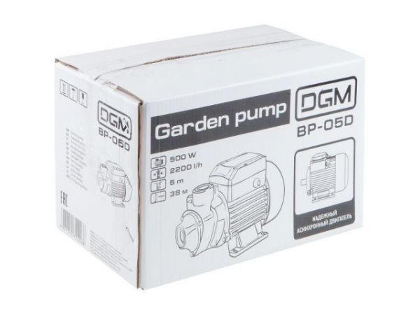 Насос садовый DGM BP-05D, 500 Вт, 2200 л/ч(500 Вт, 2200 л/ч, до 38 м)