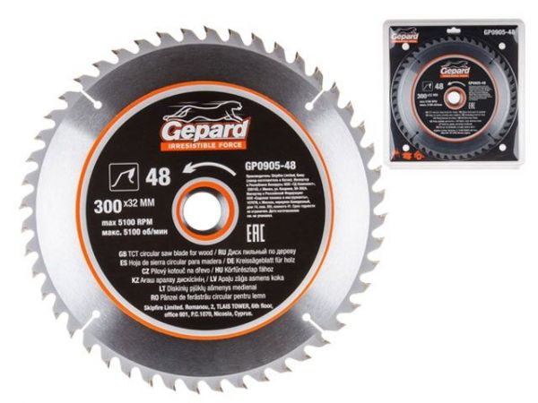 Диск пильный 300х32/30 мм 48 зуб. по дереву GEPARD(твердоспл. зуб)
