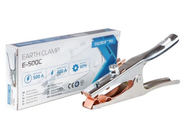 Клемма заземления 500А E-500C Solaris в кор.(зажим массы; непрерыв. режим 400 А; макс. 500 А)