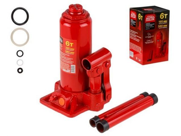Домкрат гидравлический 6т бутылочный 195-380мм STARTUL AUTO (ST8018-06)(h min 195мм, h max 380мм)