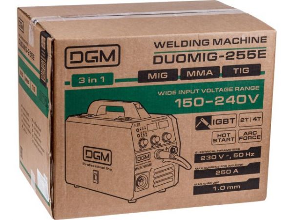 Полуавтомат сварочный DGM DUOMIG-255E(220В; MIG/FLUX/MMA/TIG; евроразъем; смена полярности)