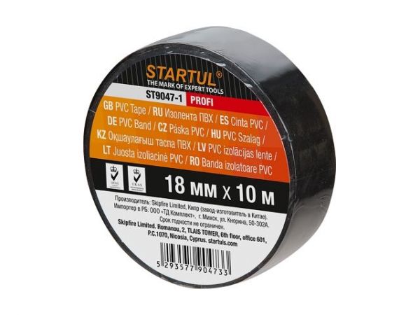 Изолента ПВХ 18ммх10м черная STARTUL PROFI (ST9047-1)(130 мкм)