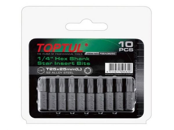 Насадка TORX T27*25 1/4' 10шт блистер TOPTUL