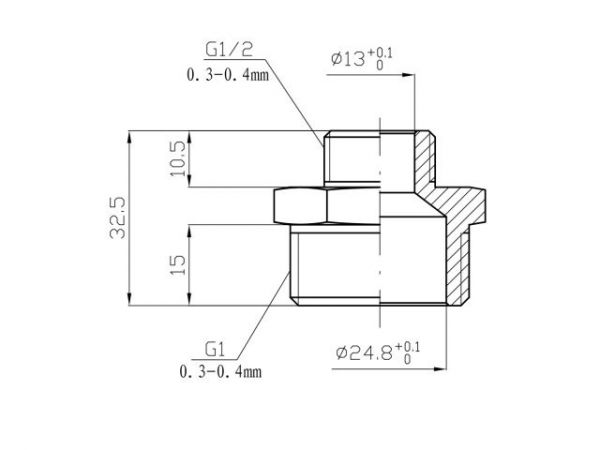 Ниппель ред. 1' нар. х 1/2' нар. ХРОМ, AV Engineering (инд. упак.)(Латунь, макс.  16 бар, макс.  100 °С)