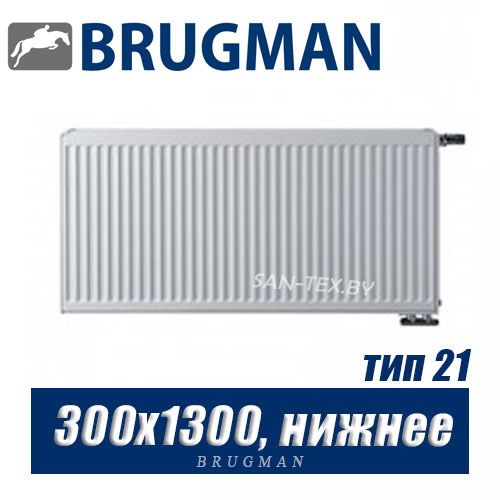 Стальной радиатор Brugman FEV тип 21 300x1300, нижнее подключение