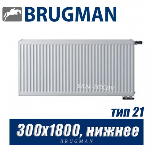 Стальной радиатор Brugman FEV тип 21 300x1800, нижнее подключение