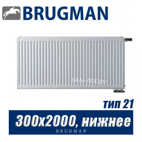 Стальной радиатор Brugman FEV тип 21 300x2000, нижнее подключение