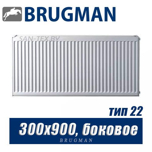 Стальной радиатор Brugman FEK тип 22 300x900, боковое подключение