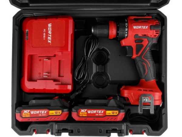 Дрель-шуруповерт WORTEX BD 2025 LiSET в чем. ALL1 XLT БЕСЩЕТ, 18 В, 55 Н*м, 2х2 А*ч, БЗП 10 м(0-1800 об/мин, подсветка.)