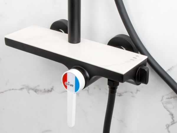 Душевая система (Lt) D35, серия Rose черный + белый, a-five(На стену, Излива нет, Троп. душ: вынос 408 мм, диаметр 250 мм.)